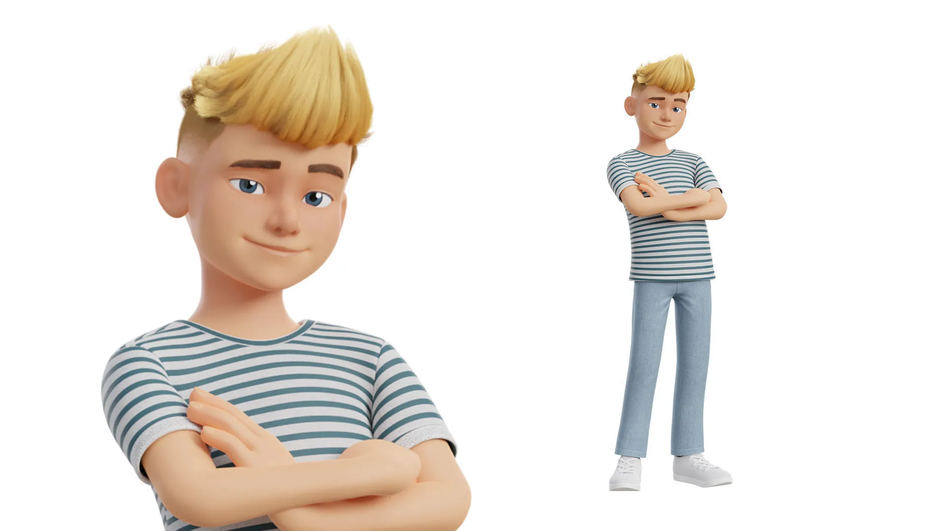 Cartoon White Teen Boy render 6
